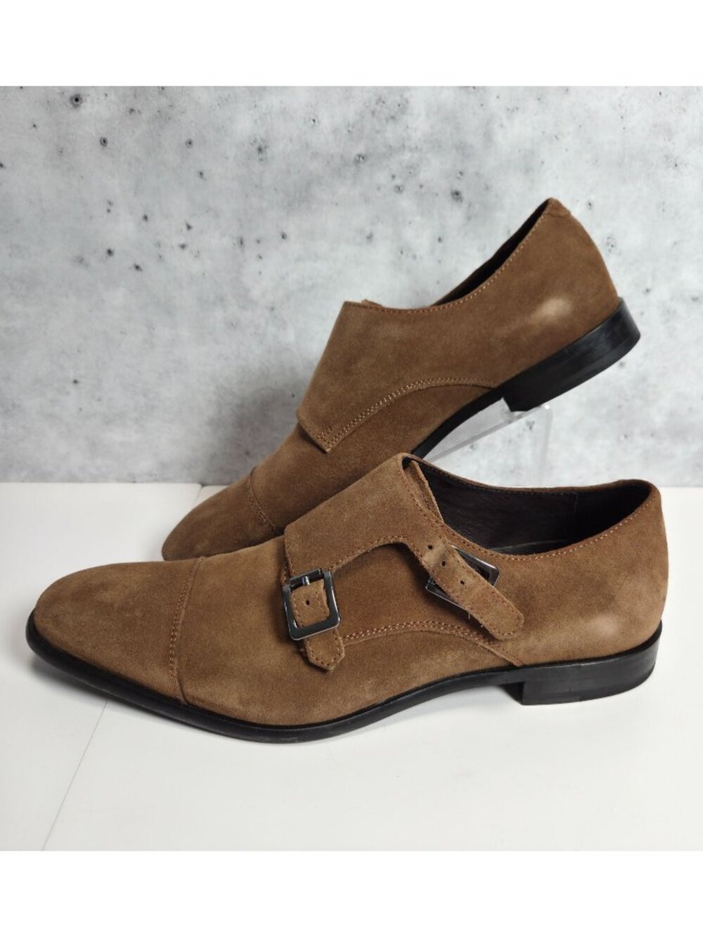 Calibrate Mens Nutmeg Suede Double Buckle Monk Strap Dress Shoes 8.5M MSCUSANO